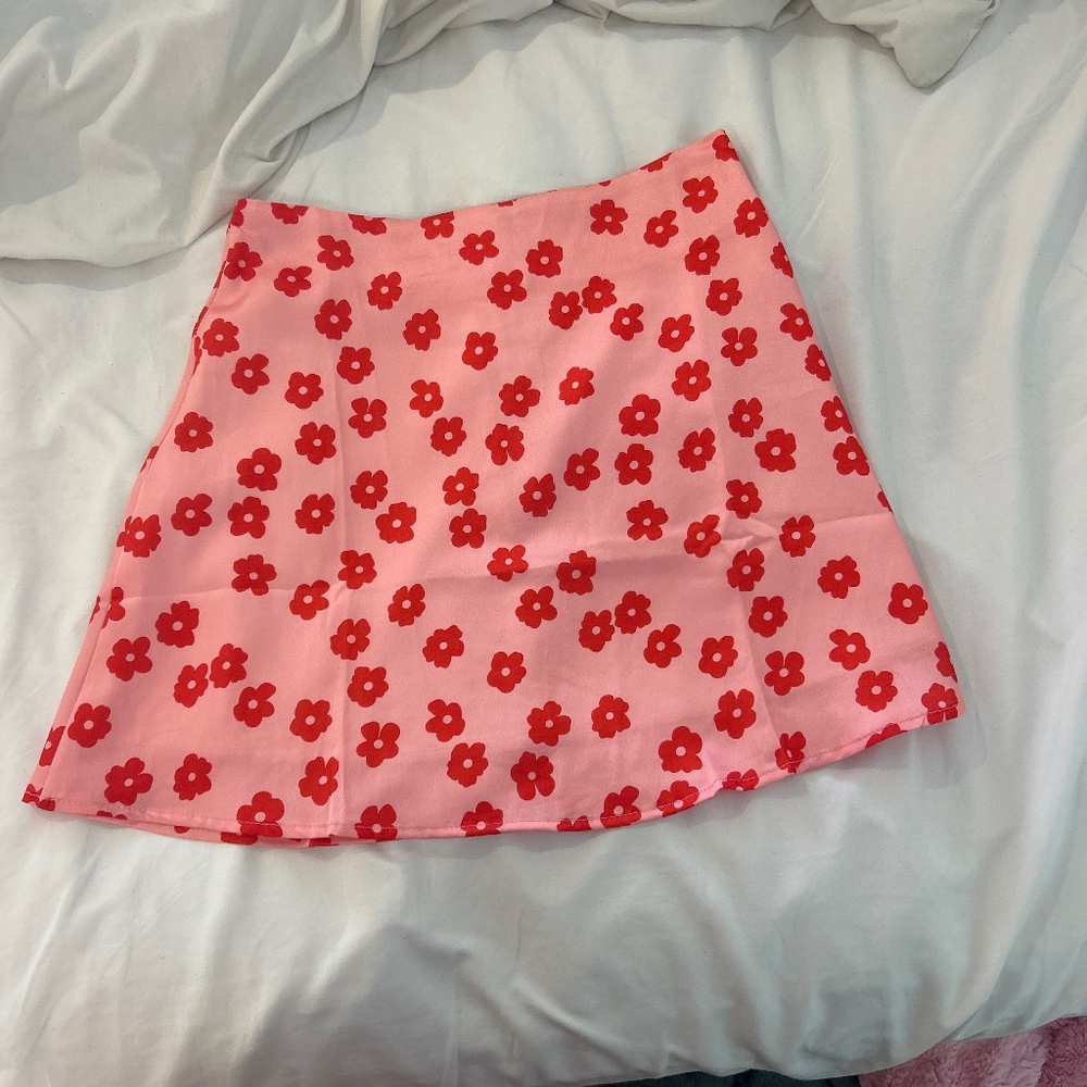 Pink and Red mini skirt